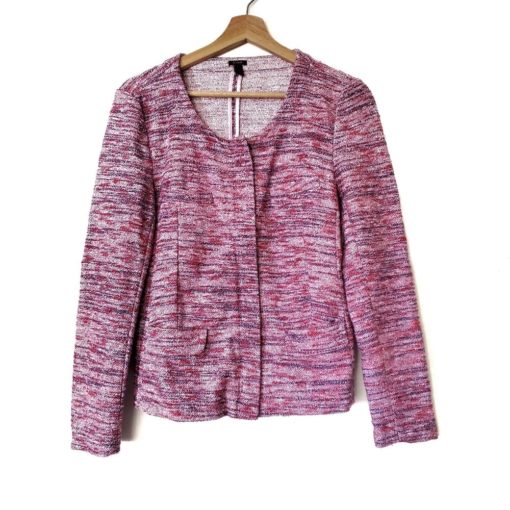 J. Crew | Zip Up Textured Marled Blazer Pink Femine Old Money Preppy